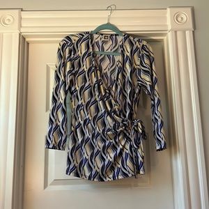 Nice professional blouse, wrap-style with tie at the side.